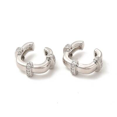 Square Rack Plating Brass Micro Pave Cubic Zirconia Cuff Earrings for Women