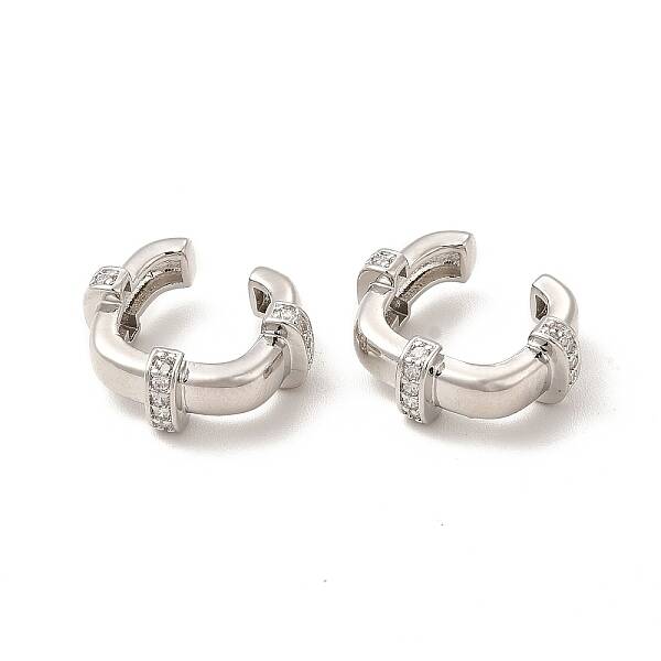 Square Rack Plating Brass Micro Pave Cubic Zirconia Cuff Earrings for Women
