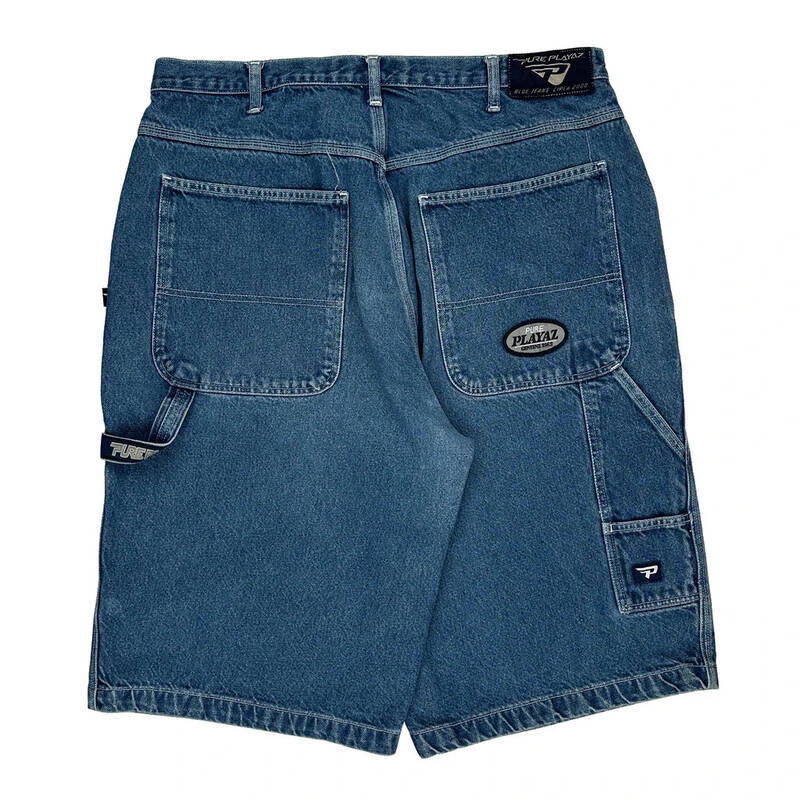 Pure Playaz Denim Shorts - 39W 14L Blue Cotton | Size: 39″ waist