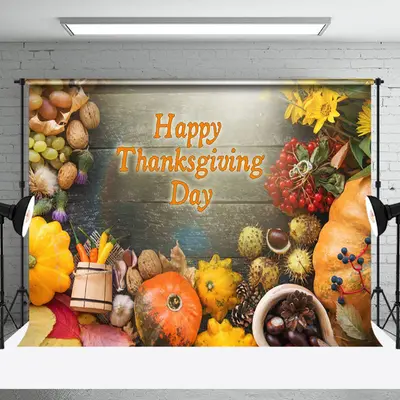 Aperturee Happy Thanksgiving Harvest Vibe Holiday Backdrop - Aperturee