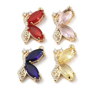 Brass with K9 Glass & Rhinestone Pendants