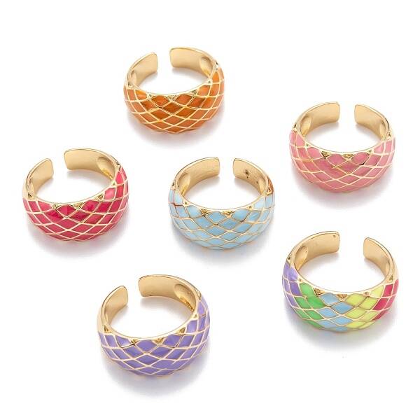 Brass Enamel Cuff Rings
