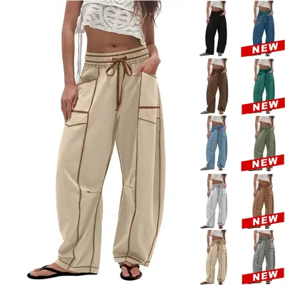 Tanming Women's High Waisted Barrel Sweatpants Wide Leg Drawstring Joggers Lounge Athletic Comfy Soft Fabric True to Size Smo...