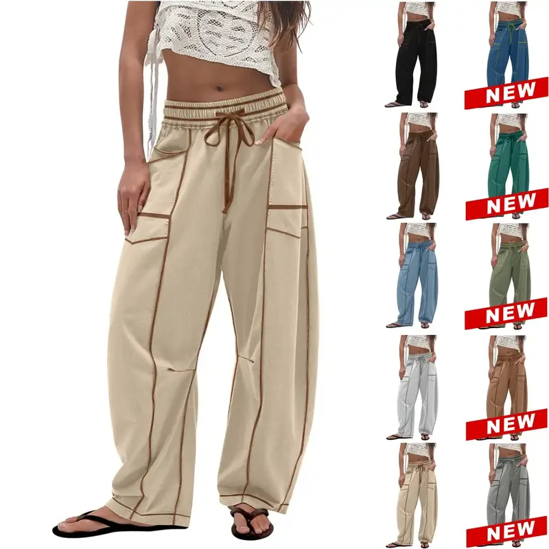 Tanming Women's High Waisted Barrel Sweatpants Wide Leg Drawstring Joggers Lounge Athletic Comfy Soft Fabric True to Size Smo...