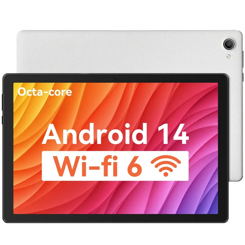 10.1 Inch Android 14 Quad/Octa-Core 64GB/128GB ROM, Read and Watch,Big Screen, Slim,Durable Design, Learning Tablet.