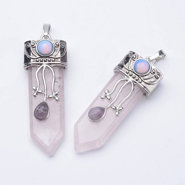 Natural Rose Quartz Big Pointed Pendants