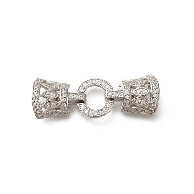925 Sterling Silver Micro Pave Clear Cubic Zirconia Fold Over Clasps