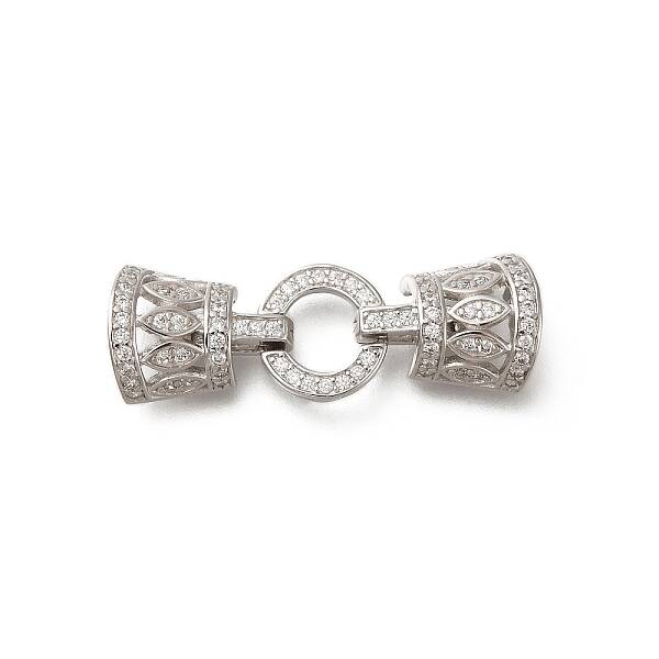 925 Sterling Silver Micro Pave Clear Cubic Zirconia Fold Over Clasps
