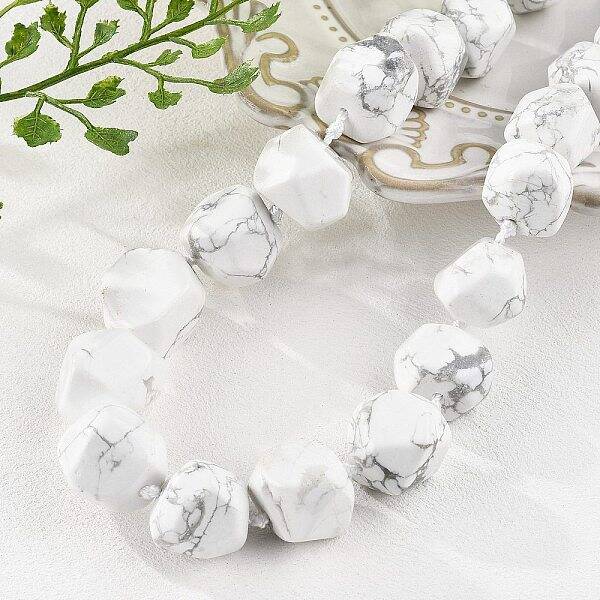 Natural Howlite Nuggets Beaded Necklaces for Women Men