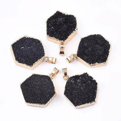 Electroplate Natural Druzy Agate Pendants