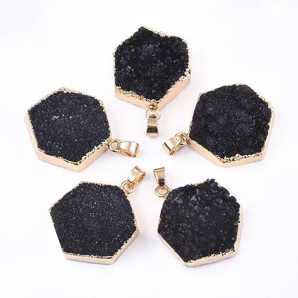 Electroplate Natural Druzy Agate Pendants