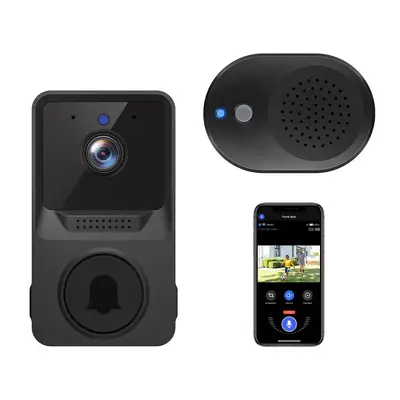 Smart Wireless Doorbell Camera, Modern Outdoor Camera Doorbell with Chime Included, 2-way Audio, Night-Vision, Cloud Storage ...