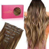 WENNALIFE Seamless Clip In Hair Extensions Human Hair 7pcs 130g to 150g 14in-22in Seamless Narrow Weft Flat Style Clip Ins