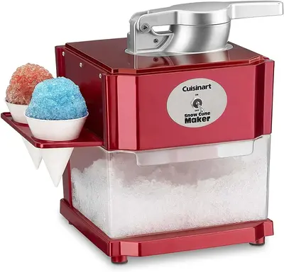 Cuisinart Snow Cone Machine - Makes 5 Icy Cones for Slushies & Frozen Drinks - Includes Reusable & Paper Cones, Red, SCM-10P1