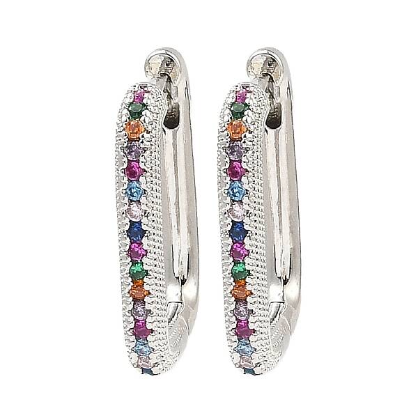 Brass Micro Pave Cubic Zirconia Hoop Earrings