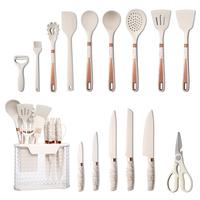 16 Piece Kitchen Knife Set, Silicone Kitchen Utensils Set, Clear Storage Rack, Can Cut Meat and Vegetables, Can Cook Noodles,...