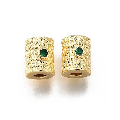 Brass Micro Pave Cubic Zirconia Beads