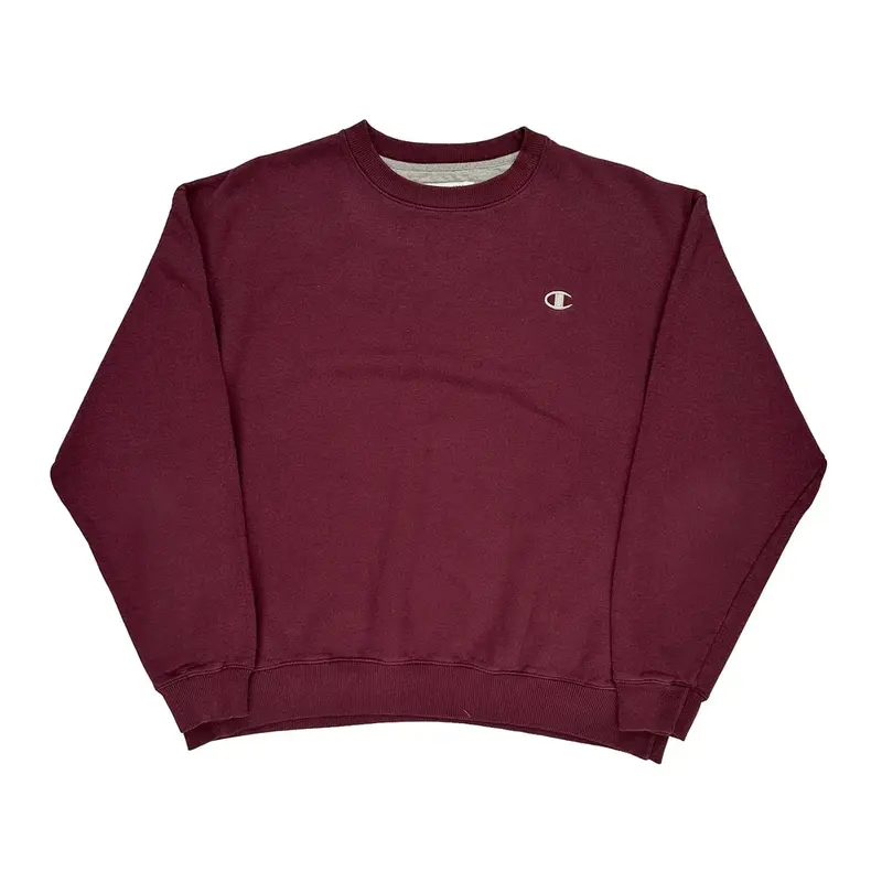 Champion Sweatshirt - XL Burgundy Cotton Blend