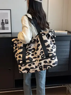 Summer Leopard Zebra Stripe Pattern Duffel Bags for Travel, Large Capacity Zipper Tote Bag, Lightweight Foldable Travel Bag f...