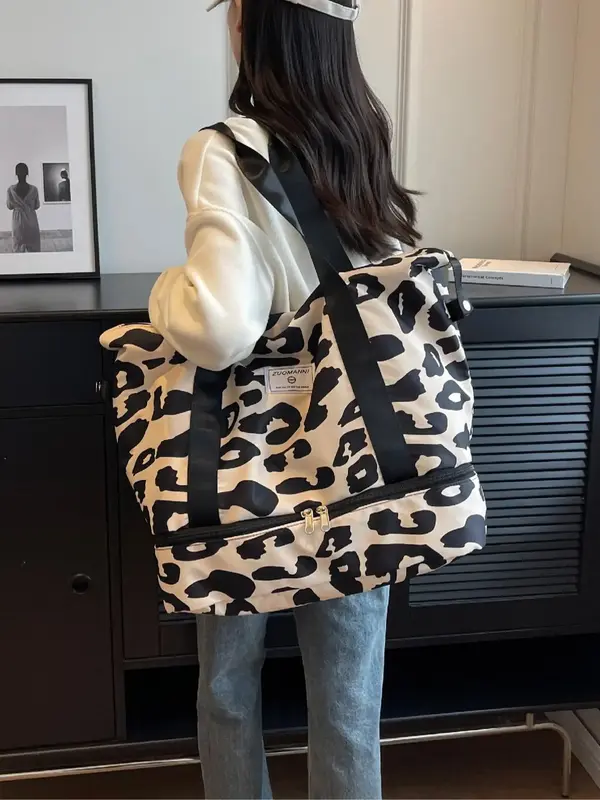 Summer Leopard Zebra Stripe Pattern Duffel Bags for Travel, Large Capacity Zipper Tote Bag, Lightweight Foldable Travel Bag f...