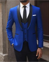 Men's Slim Fit 3-Piece Tuxedo Set - One Button Shawl Collar Solid Jacket, Vest & Pants for Groom, Party & Casual Events weddi...