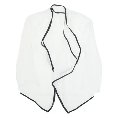 CALVIN KLEIN Sheer Womens Kimono Blouse White 3/4 Sleeve L