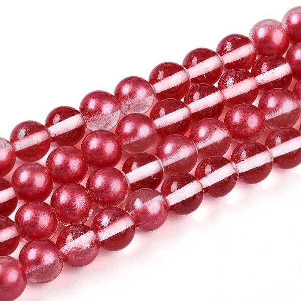 Baking Painted Transparent Glass Beads Strands