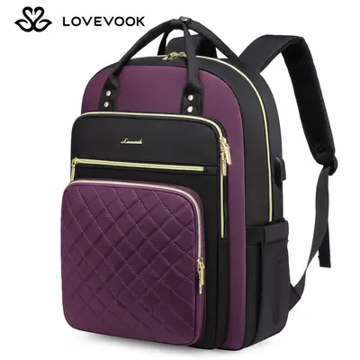 LOVEVOOK Laptop Backpack with USB Port,Multi-Compartment Laptop Bag for College, Nursing, Travel, Quilted Work Bags for Women...