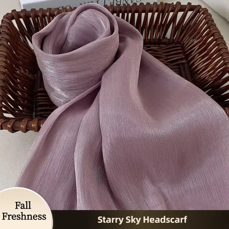 【FallFreshness】CL62  Shiny Mesh chiffon hijab, jana,watercolor,hijab, Muslim Headscarf Arab Casual Head Wrap Sunscreen Sh...