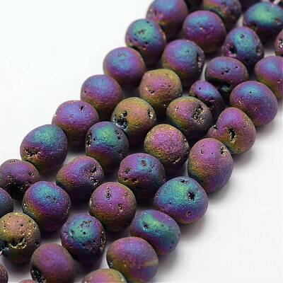 Electroplated Natural Quartz Crystal Beads Strands