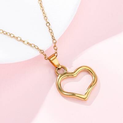 Hollow Heart 304 Stainless Steel Pendant Necklaces