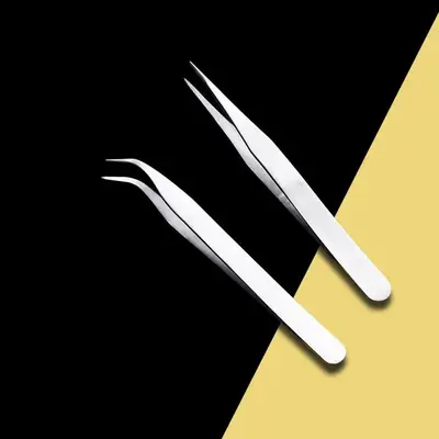 Stainless Steel Tweezer Tools, Curved & Straight Tweezer Combo Tool Set, Work Equipment for Men, Multipurpose Manual Sticke...