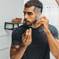 Perfect Haircut and Beard Edge Up Trimmer Guide and Shaping Stencil Tool + Enhancement Pencil - Clear Color As Seen on Shark ...