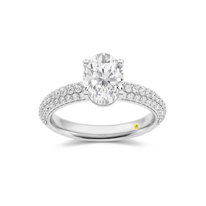 Delos Triple Row Pavé Set Oval Lab Grown Diamond Engagement Ring | 18K White Gold 1 1/2 CT. TW.