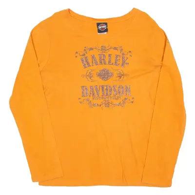 HARLEY DAVIDSON Womens T-Shirt Orange Long Sleeve XL