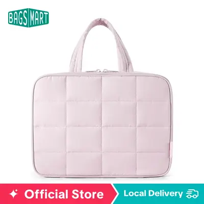 BAGSMART Puffy Multi-Functional Toiletry Bag, Lightweight Large Wide-Open Travel Bag for Women with Handle for Accessories, E...