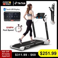[Costway]- Folding Treadmill, 2.25HP Electric Motorized Running Walking Machine with LED Touch Screen, Portable Cardio Workou...