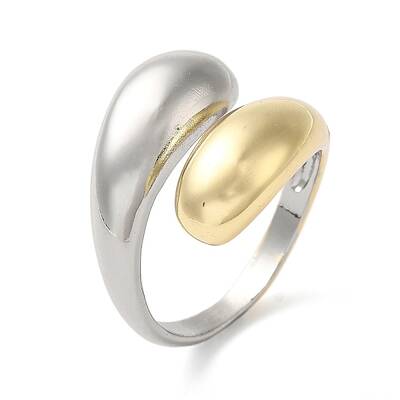 Brass Teardrop Open Cuff Rings for Women