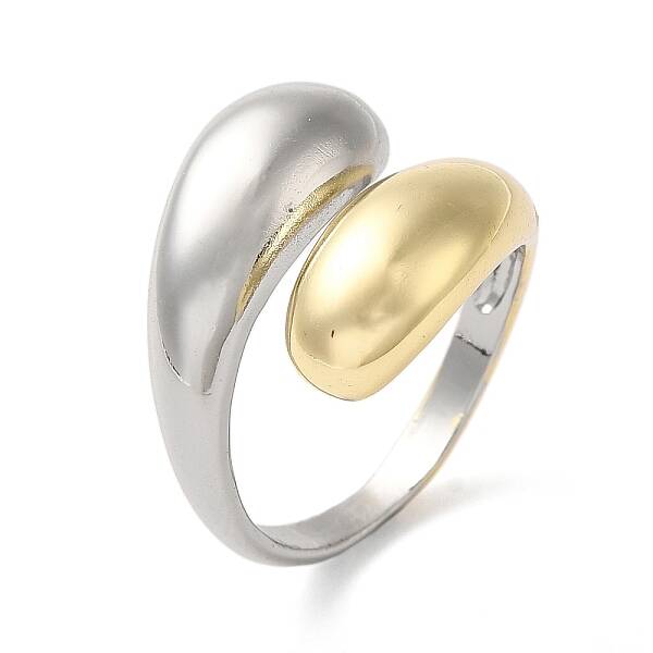 Brass Teardrop Open Cuff Rings for Women