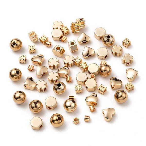 60Pcs 6 Style Brass Spacer Beads