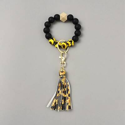 Silicone Round Beaded Keychain Wristlet