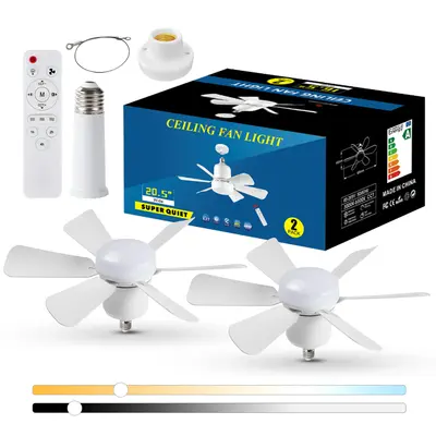 E27 socket ceiling fan light with Safety rope, energy-saving ceiling fan with LED light bulb, strong wind, silent belt memory...