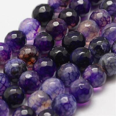 Faceted Natural Crackle Agate Beads Strands