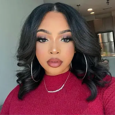 Face Framing Layers Cut Shoulder Length 4x4 Lace Frontal Bob Wig Salon Hairstyles Body Wave Human Hair