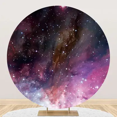 Purple Space Abstract Texture Round Birthday Backdrop - Aperturee