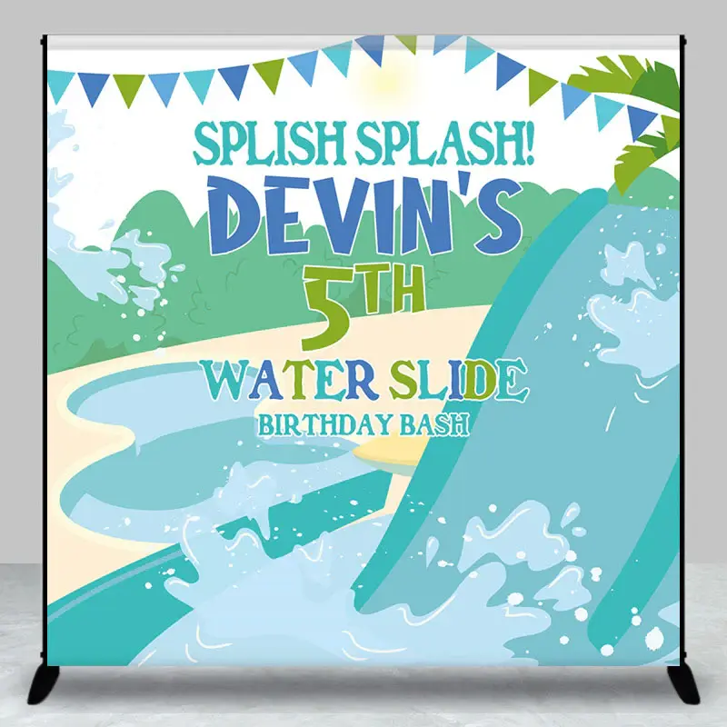 Custom Name Splish Splash Birthday Bash Backdrop