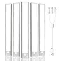 PZSUNLY 5 Pcs Motion Sensor LED Under Cabinet Lights ,USB Rechargeable Wireless Closet Lighting, Dimmable Magnetic Kitchen Li...