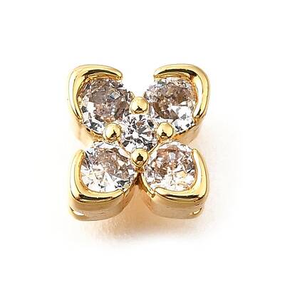 Brass Micro Pave Cubic Zirconia Beads
