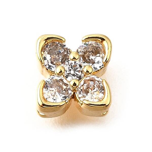 Brass Micro Pave Cubic Zirconia Beads
