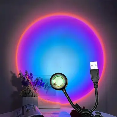 Portable Sunset Pattern Projection Decor Light, Flexible USB Sunset Light, Portable Selfie LED Light, Indoor Ambient Light Fo...